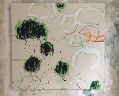 abstract painting in greens