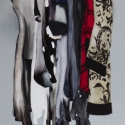 painting of dresses hanging in a wardrobe