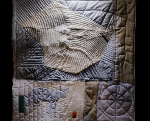 Christie Swallow, 'Dividing Surveying Improving', 2024, mixed patchwork quilt work, 90 x 95 cm.