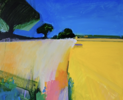 Fred Ingrams, Harvest Headland, Sept 2024. Acrylic on mounted board. 61 x 61cm